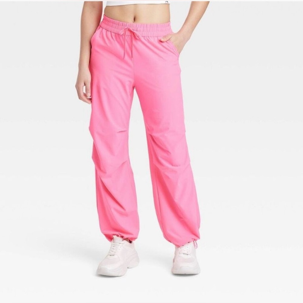NEW JoyLab Mid-Rise Parachute Pants - Pink, Size Medium